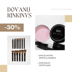 DOVANŲ RINKINYS: Makiažo šepetelių rinkinys Masi Glam pro + Muilas teptukams plauti